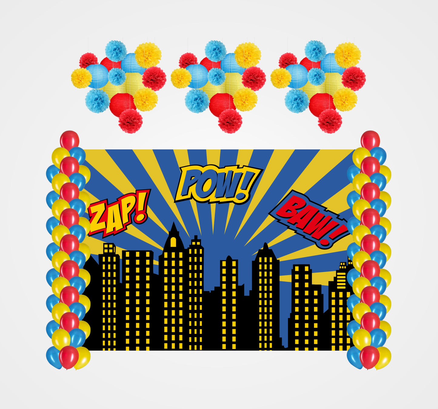 Super Hero Theme Birthday Party Complete Decoration Kit