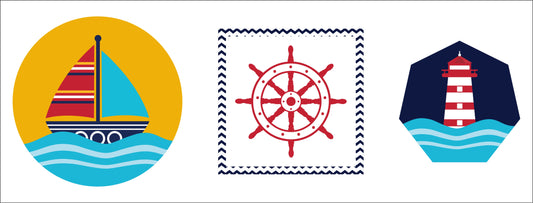 Nautical Ahoy Theme Birthday Party Cupcake Toppers for Decoration