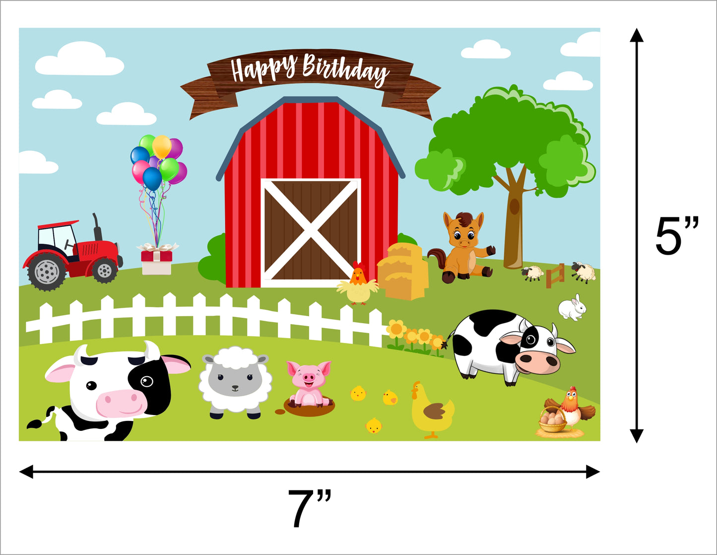 Farm Animals Theme Birthday Party Backdrop