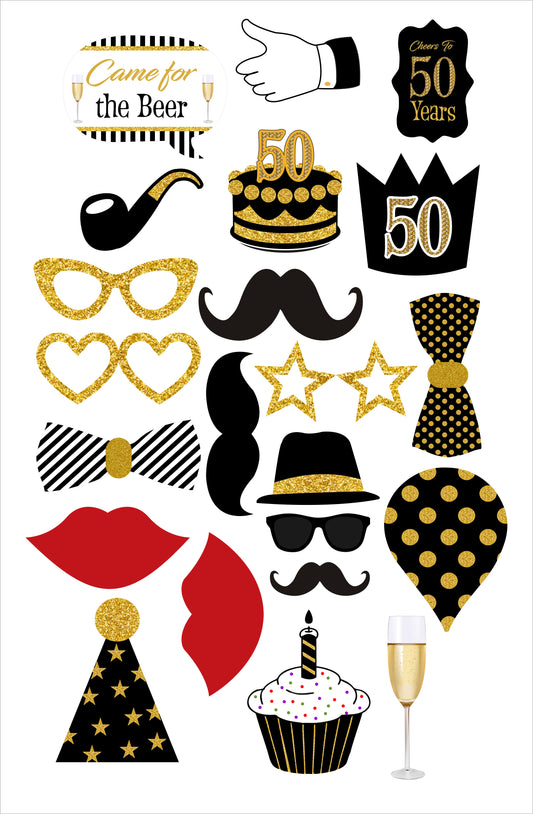 50th Birthday Party Photo Booth Props Kit