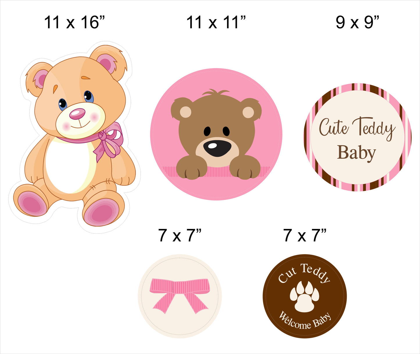 Cute Teddy Theme Welcome Baby Girl Cutouts