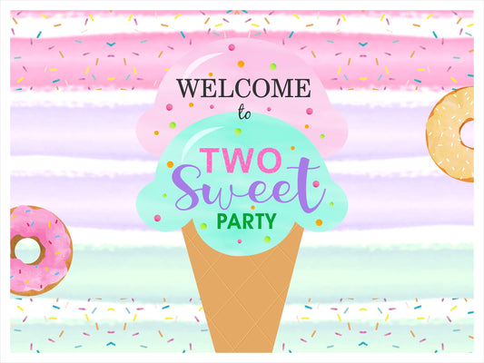 Two Sweet Theme Birthday Party Welcome Board