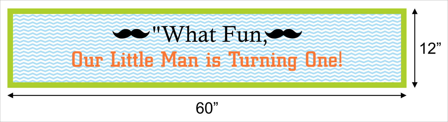 Little Man Theme Birthday Long Banner for Decoration