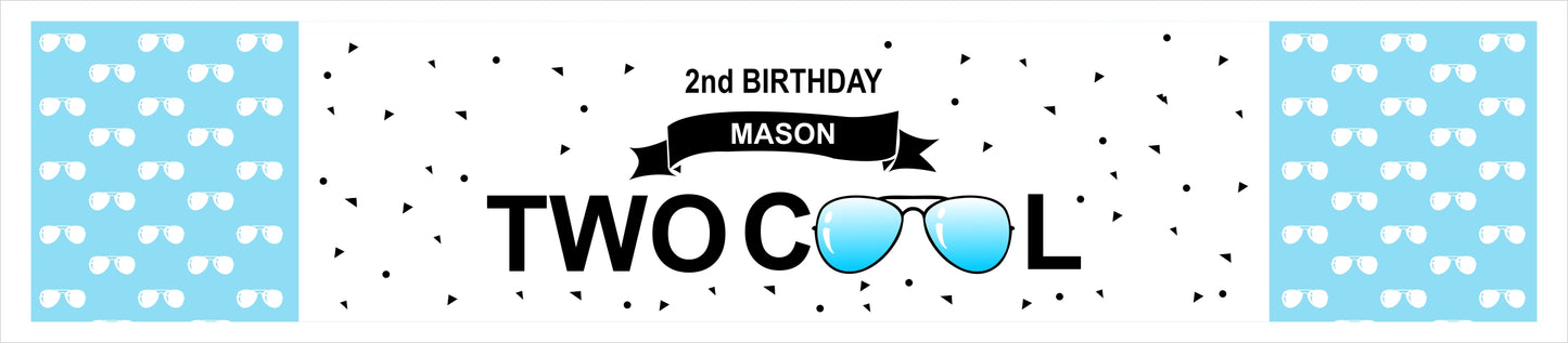 Two Cool Theme Birthday Long Banner for Decoration