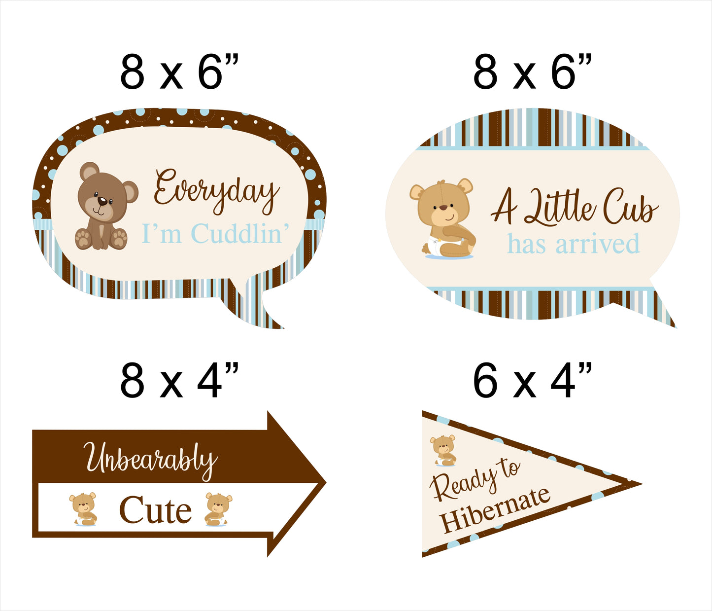 Cute Teddy Theme Welcome Baby Photo Booth Props Kit