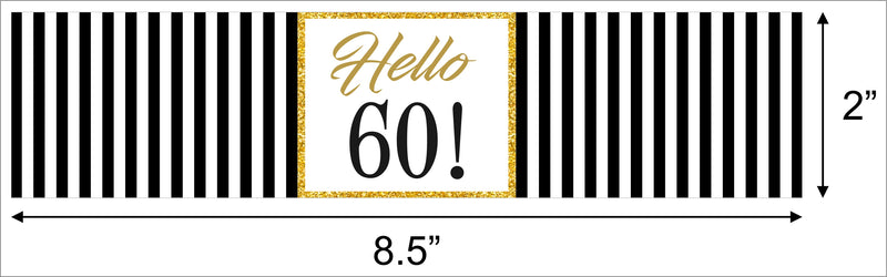 60th Birthday Water Bottle Labels  