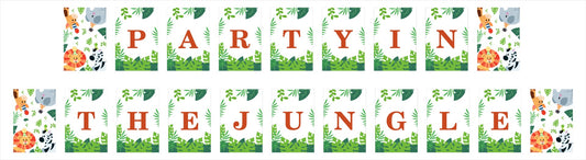 Jungle Theme Birthday Party Banner for Decoration