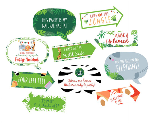 Jungle Theme Birthday Party Photo Booth Props Kit