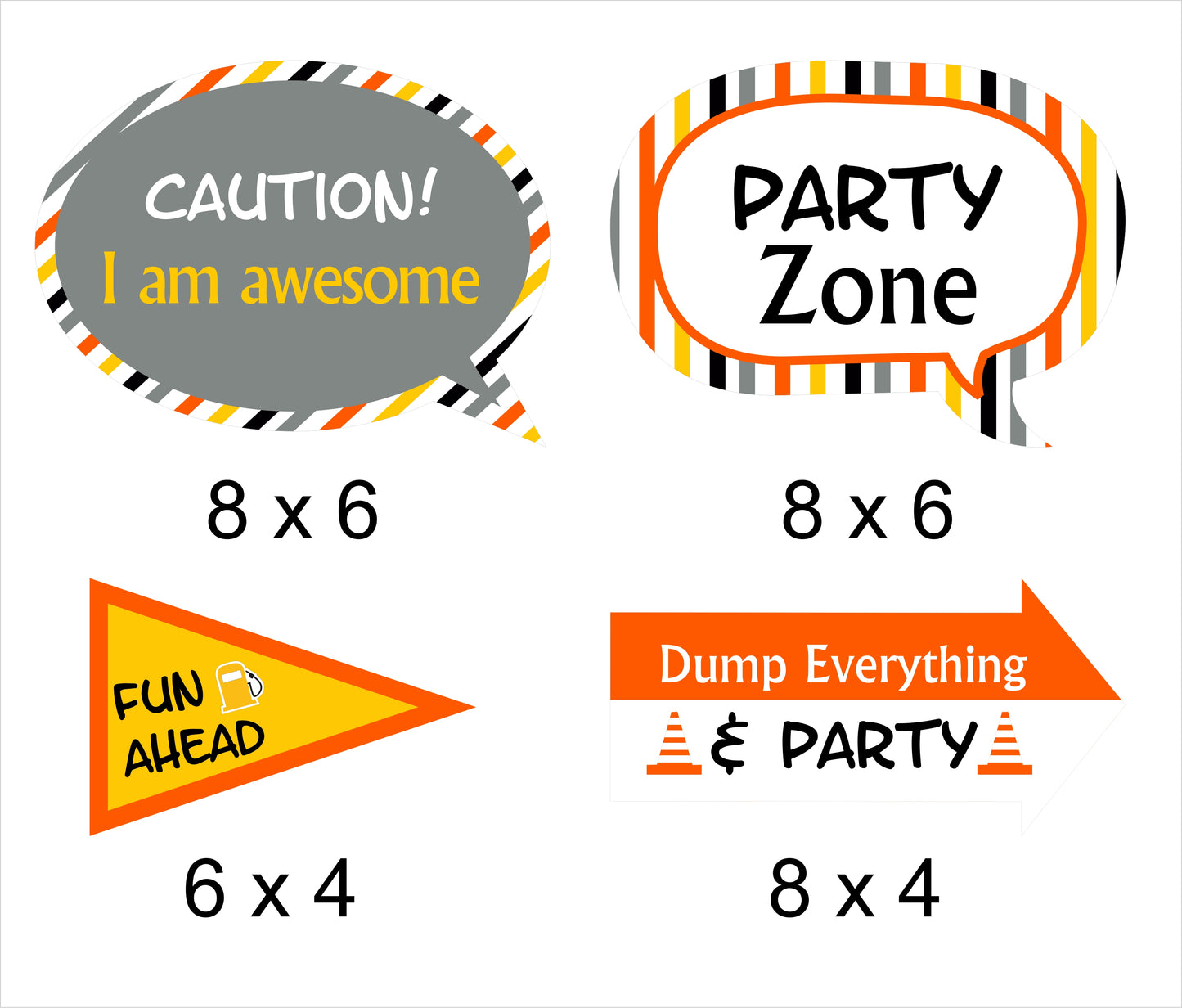 Construction Birthday Party Photo Booth Props Kit