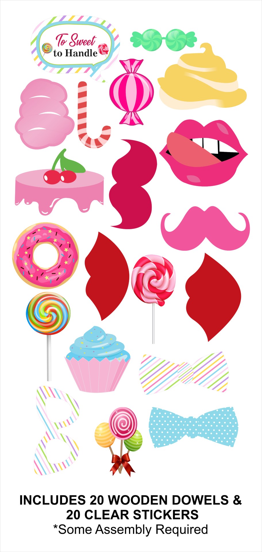 Candy Land Theme Birthday Party Photo Booth Props Kit
