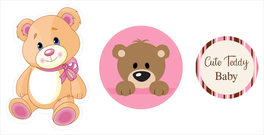Cute Teddy theme Welcome Baby Girl Table Toppers for Decoration