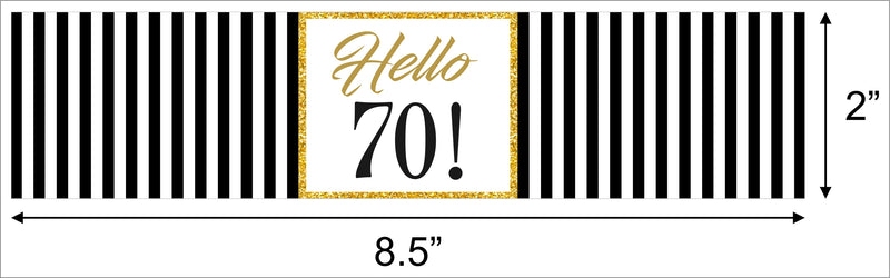 70th Birthday Water Bottle Labels  