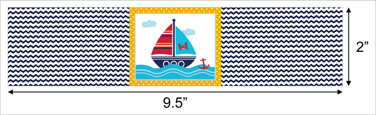 Nautical Ahoy Theme Water Bottle Labels