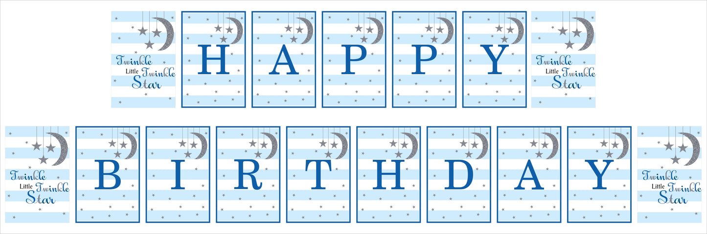 Twinkle Twinkle Little Star Theme Birthday Party Banner for Decoration