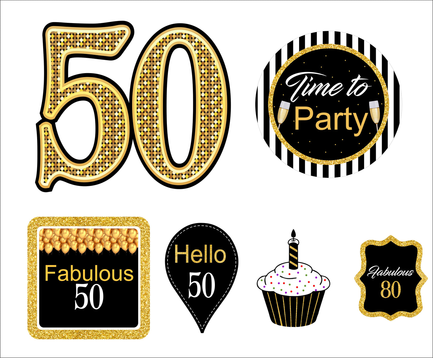 50th Birthday Party Cutouts