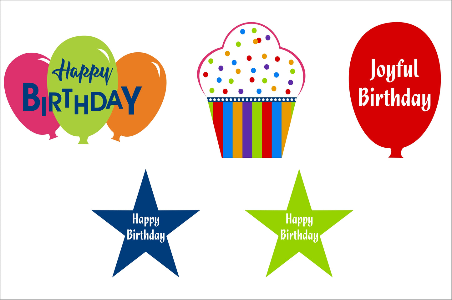 Joyful Theme Birthday Cake Topper /Cake Decoration Kit