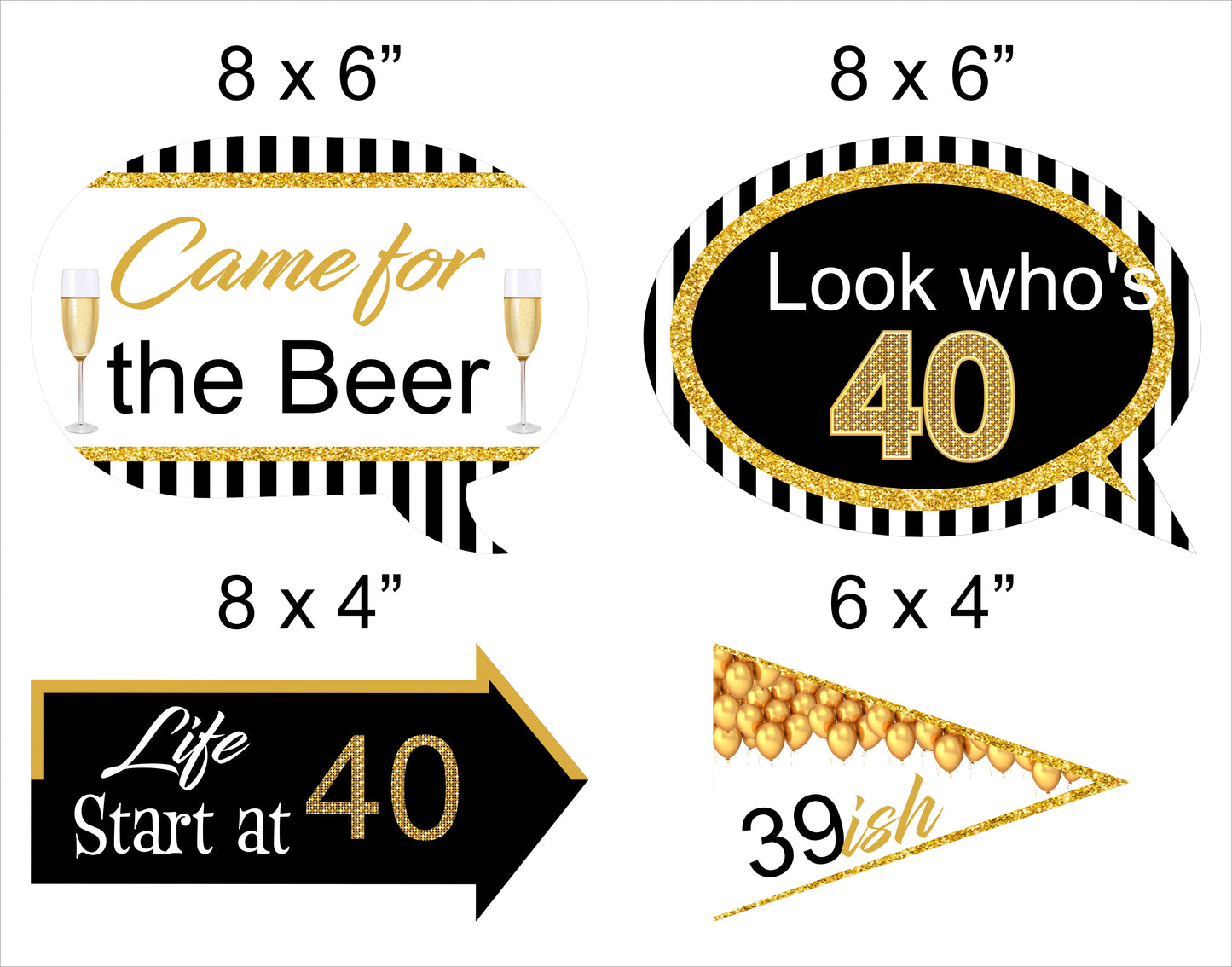 40th Birthday Party Photo Booth Props Kit