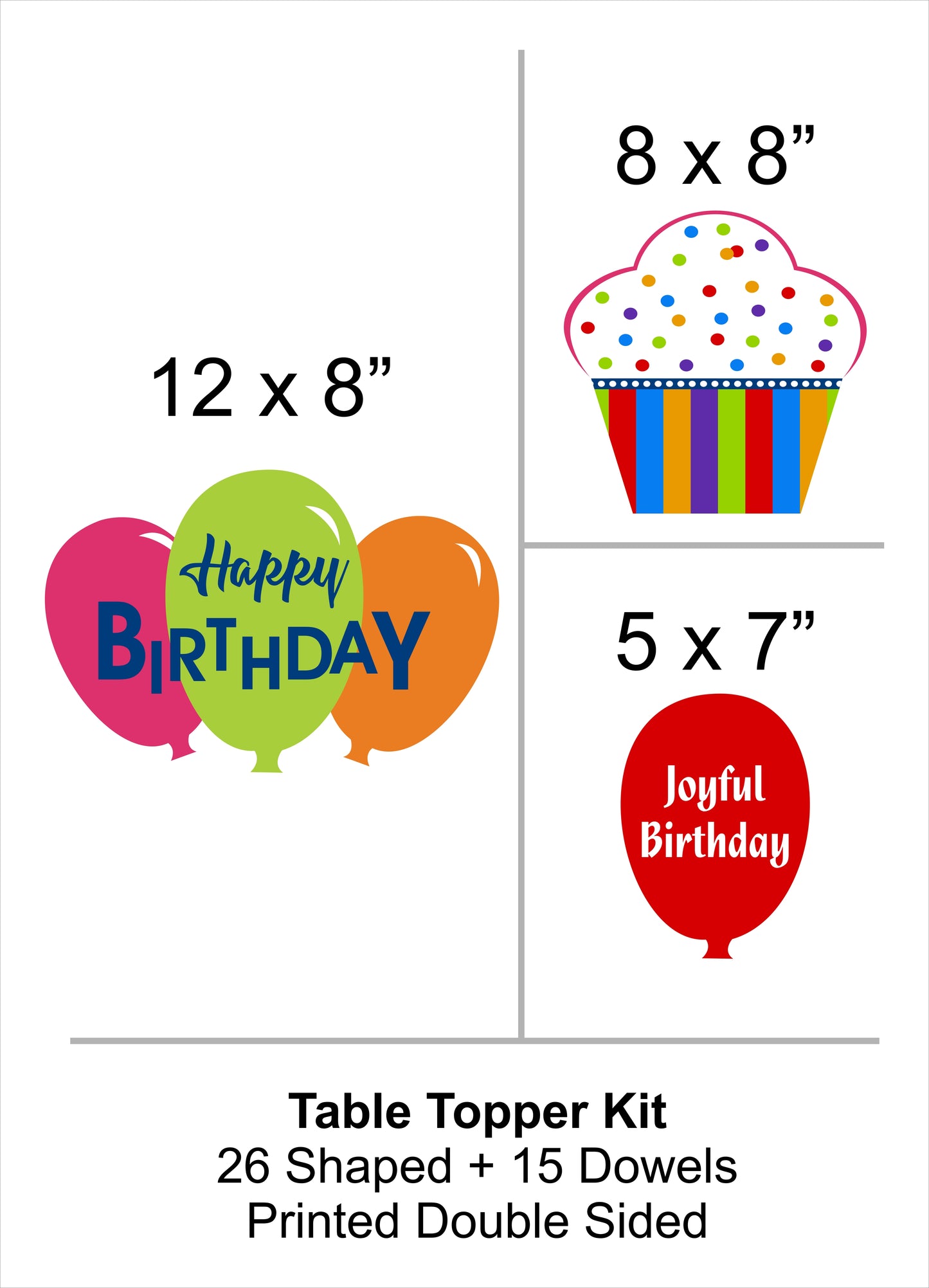Joyful Birthday Table Toppers for Decoration
