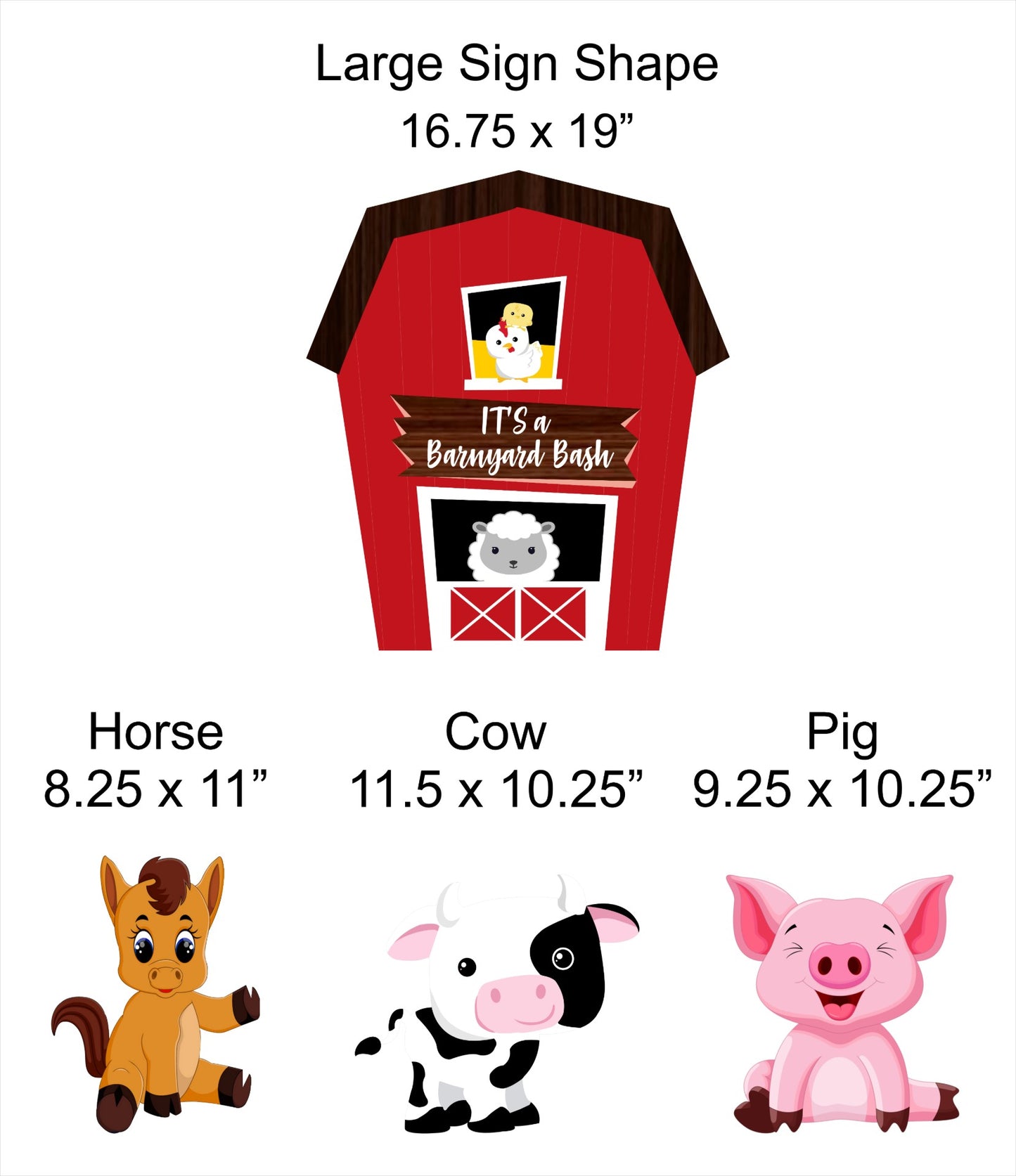 Farm Animal Theme Birthday Party Cutouts