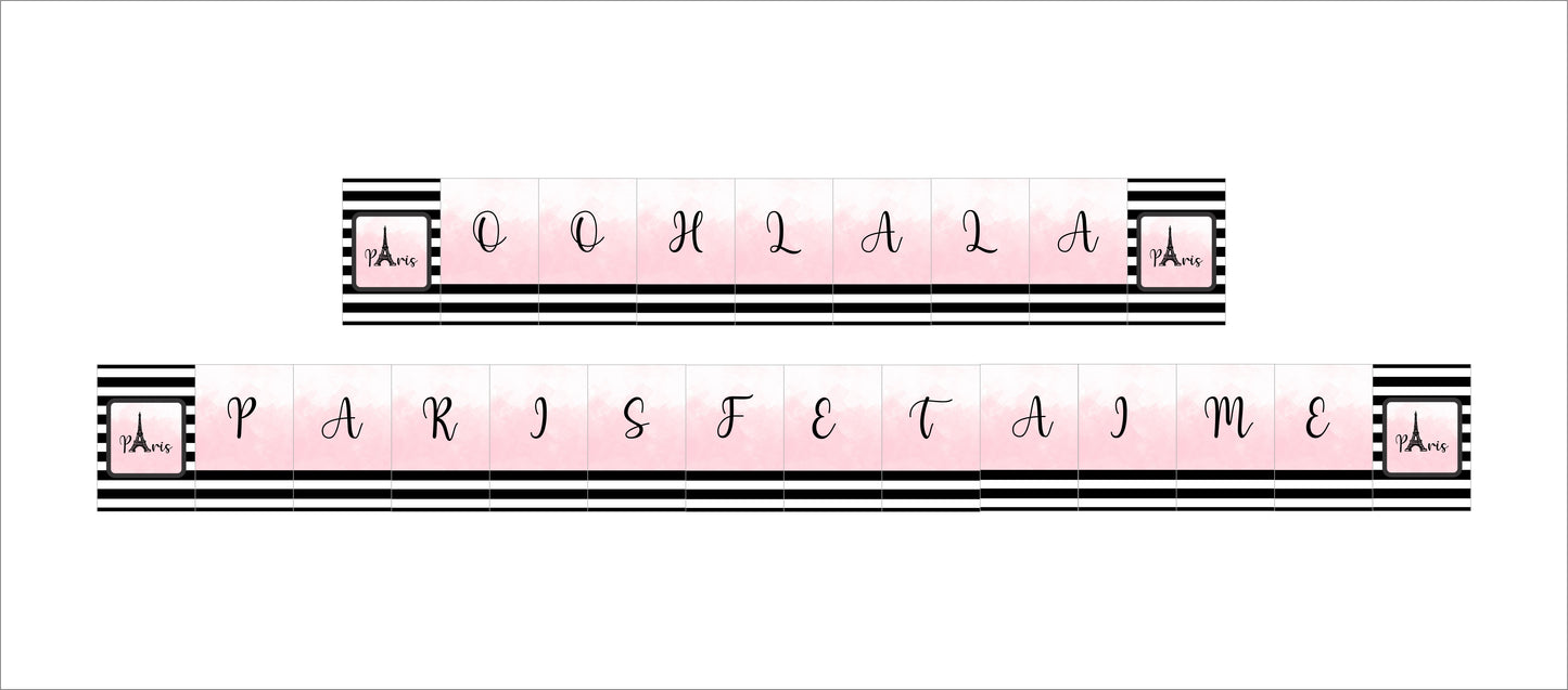 Oh La La Paris Theme Birthday Paper Door Banner for Wall Decoration