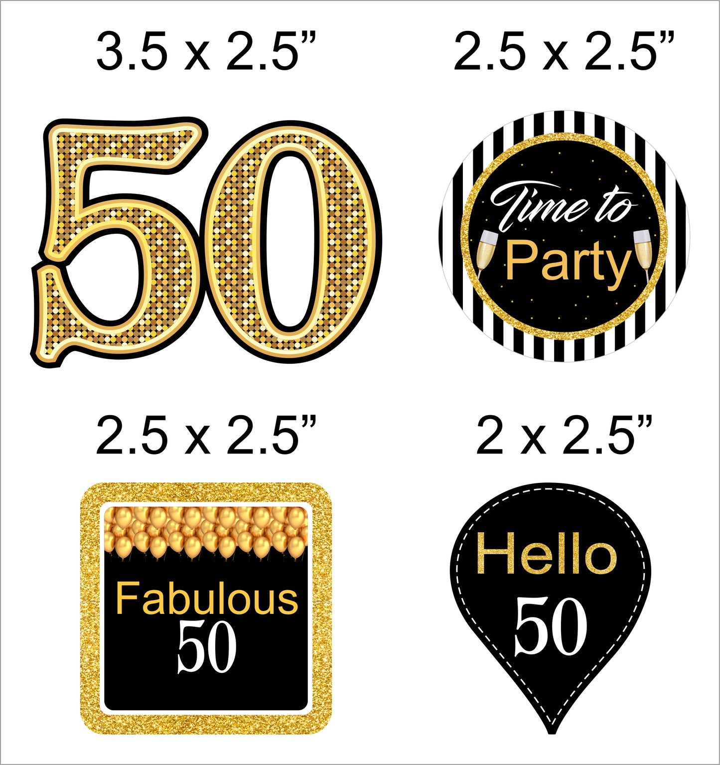 50th Birthday Party Cupcake Toppers for Decoration