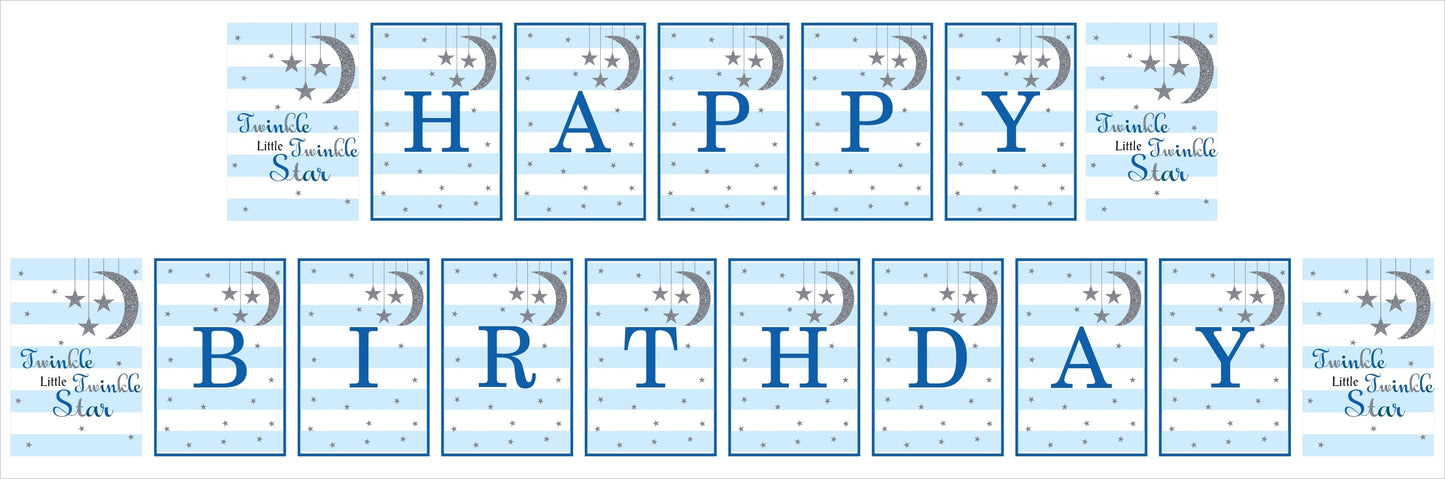 Twinkle Twinkle Little Star Theme Birthday Party Banner for Decoration