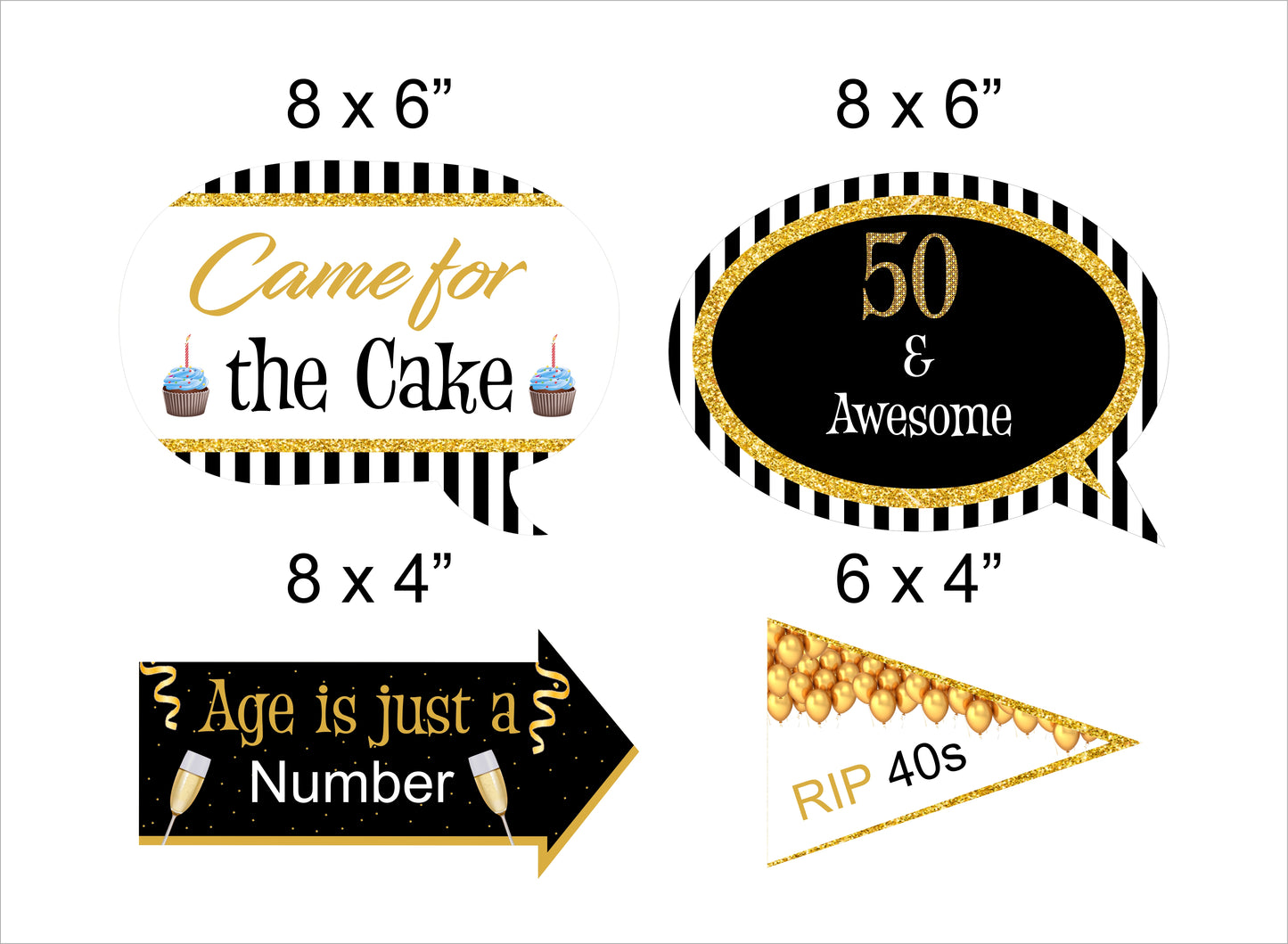 50th Birthday Party Photo Booth Props Kit