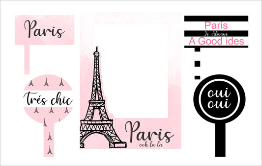 Oh La La Paris Theme Birthday Party Selfie Photo Booth Frame & Props