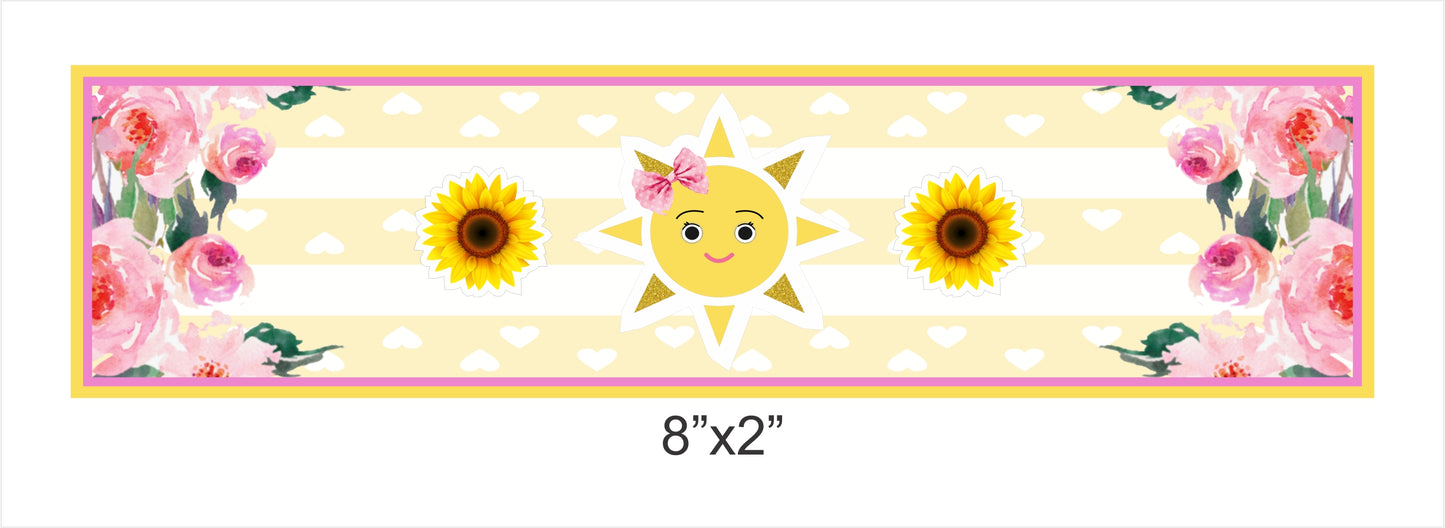 Sunshine Theme Water Bottle Labels