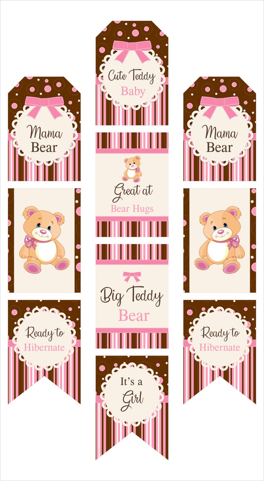 Cute Teddy Theme Welcome Baby Paper Girl Door Banner for Wall Decoration