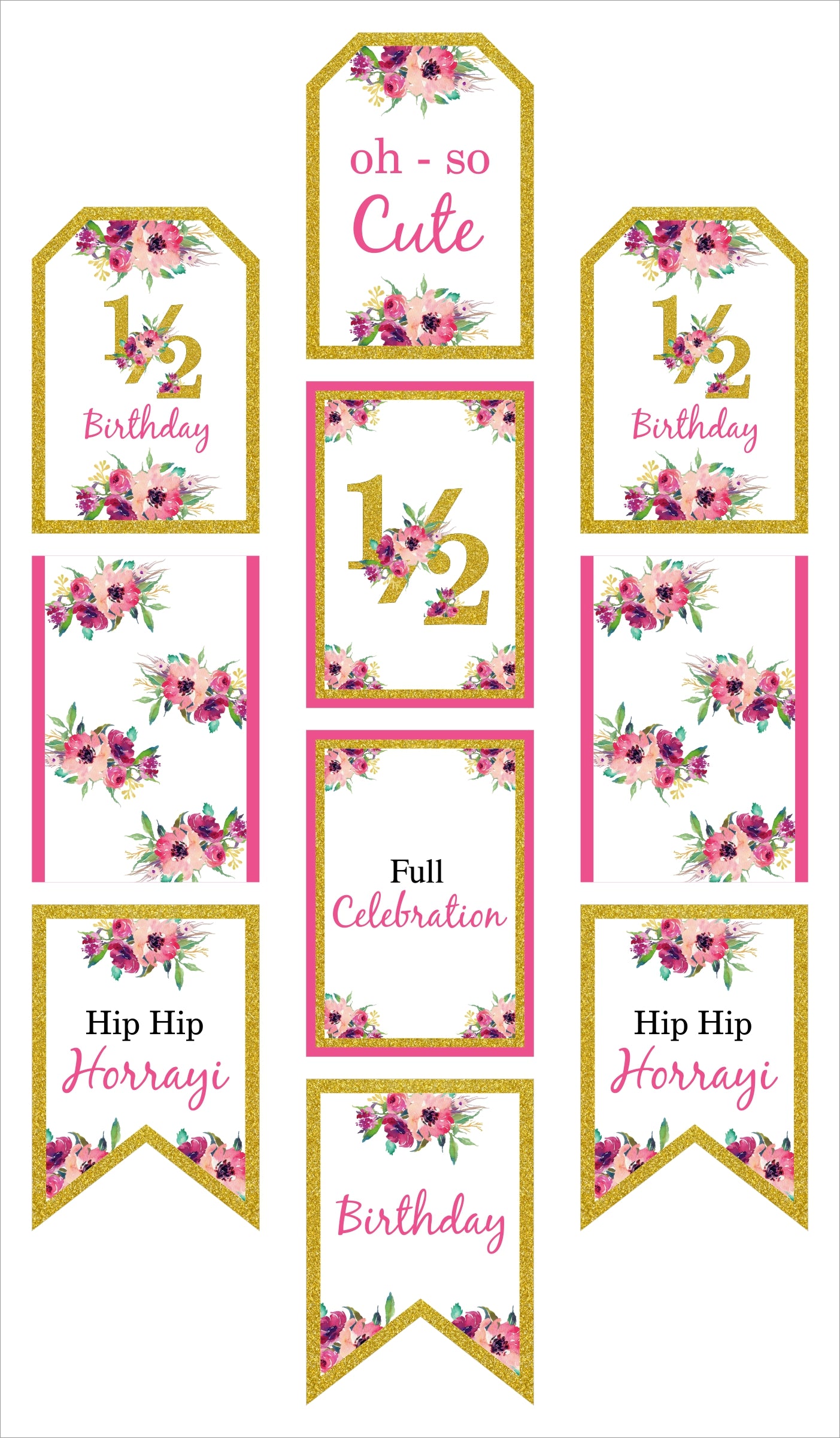 Half Birthday Theme Birthday Paper Door Banner for Wall Decoration