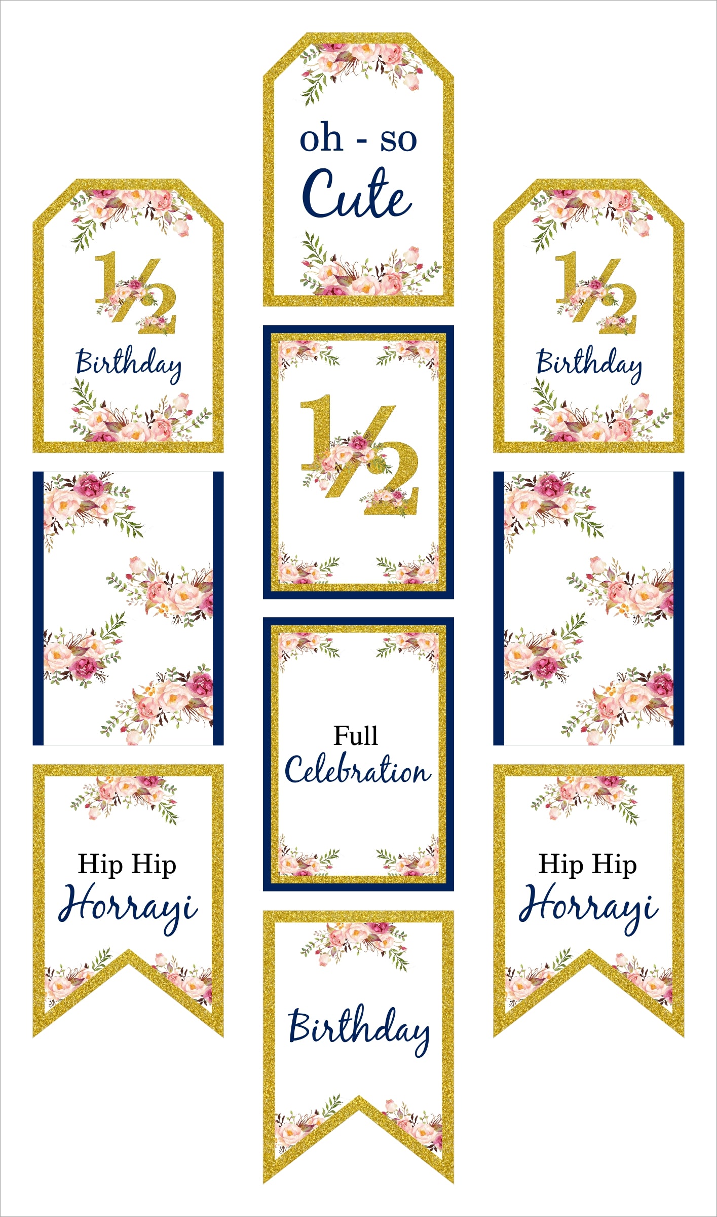 Half Birthday Theme Birthday Paper Door Banner for Wall Decoration