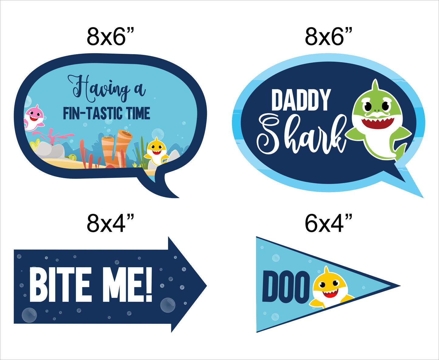 Baby Shark Theme Birthday Party Photo Booth Props Kit