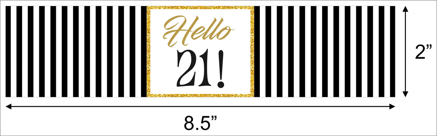21st Birthday Water Bottle Labels