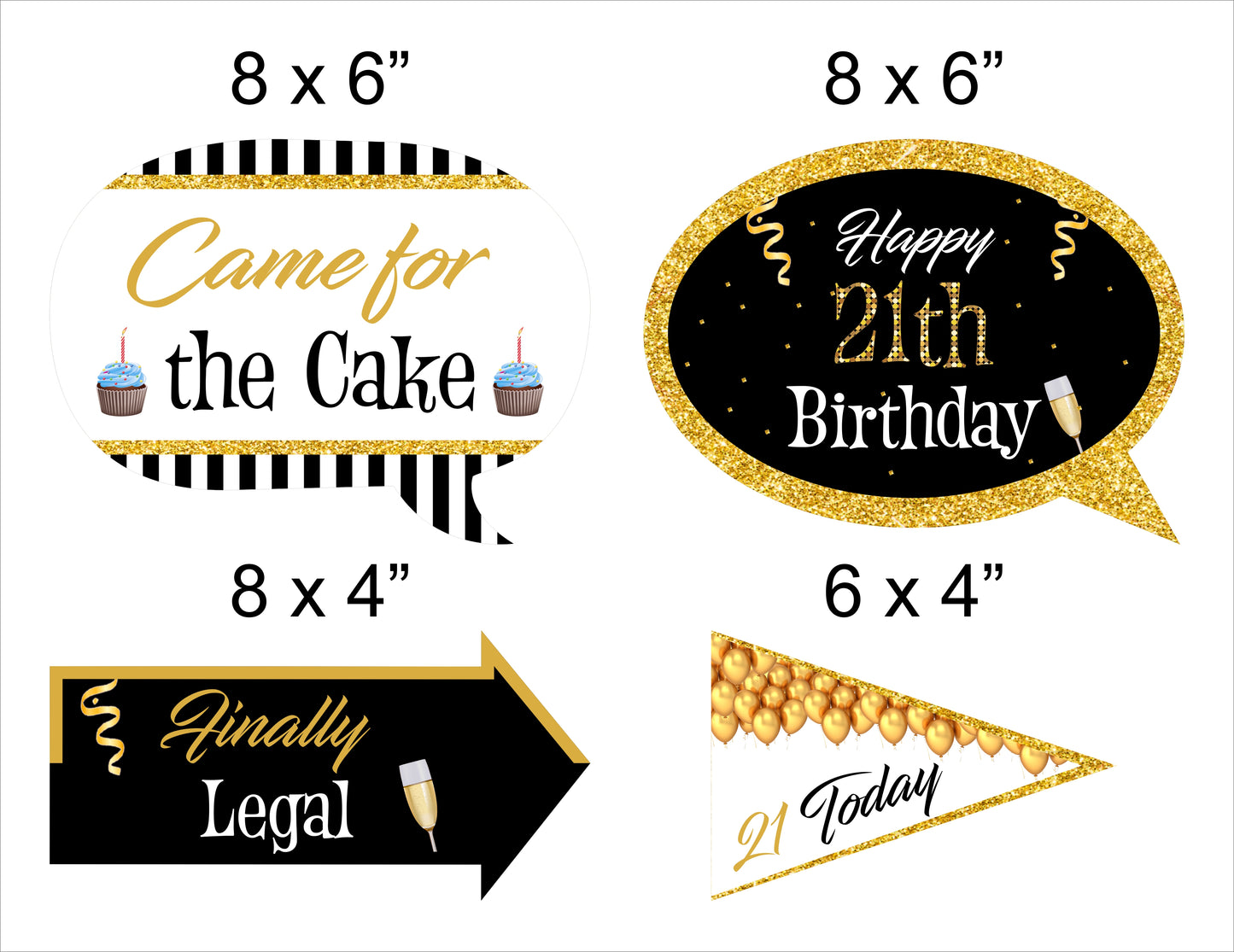 21st Birthday Party Photo Booth Props Kit