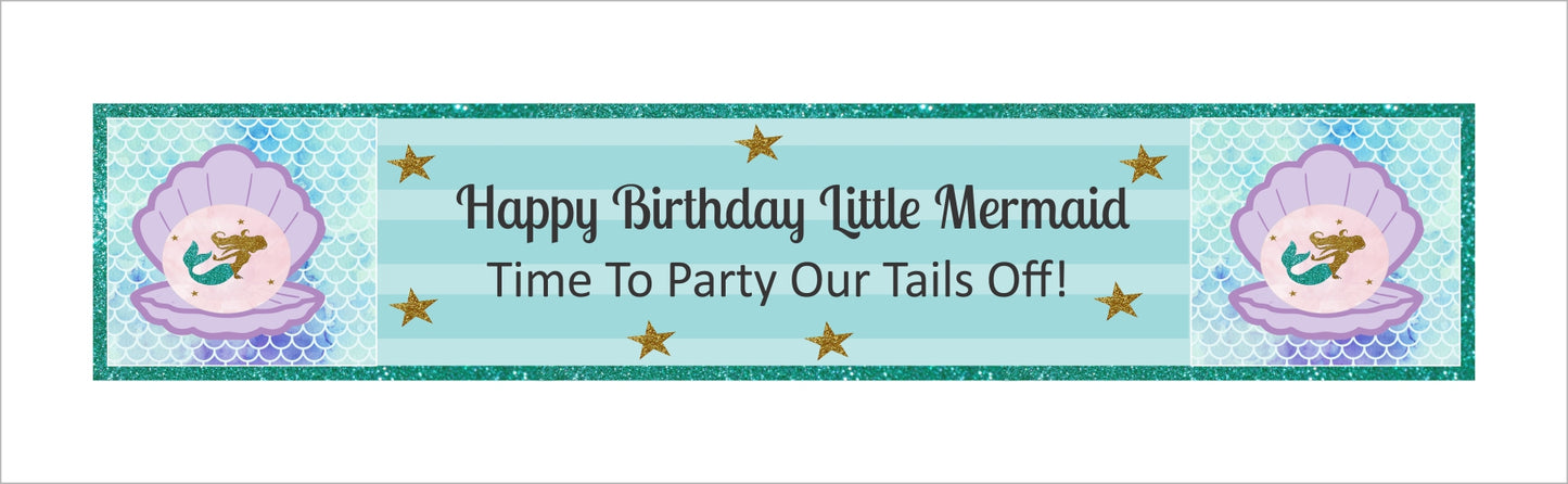Mermaid Theme Birthday Long Banner for Decoration