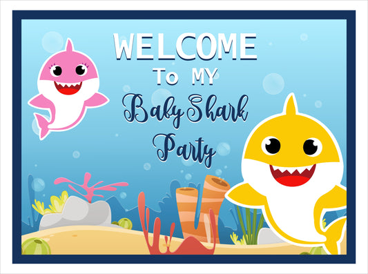 Baby Shark Theme Birthday Party Welcome Board
