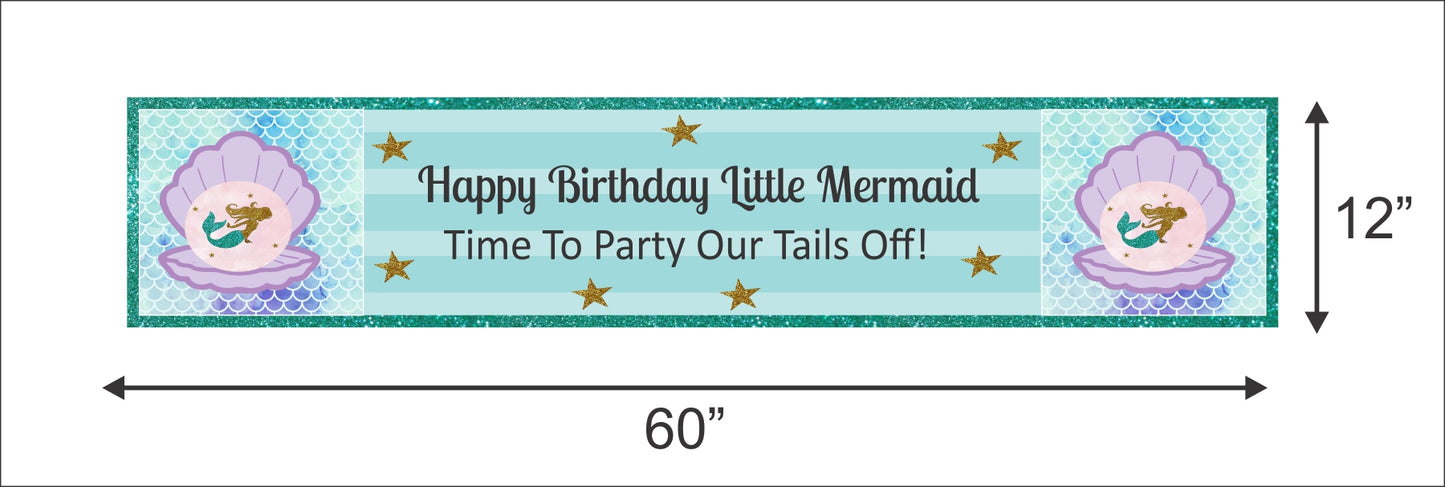 Mermaid Theme Birthday Long Banner for Decoration