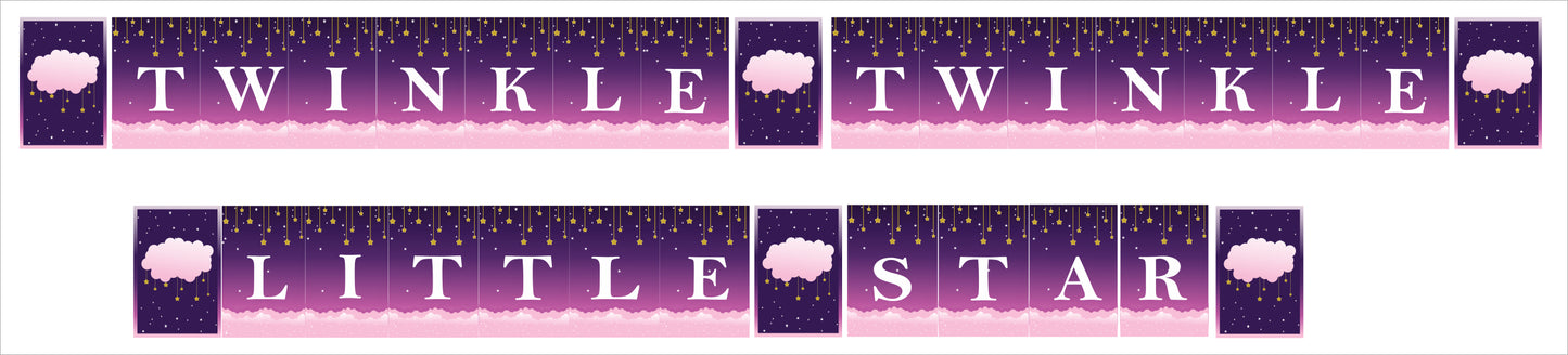 Twinkle Twinkle Little Star Theme Birthday Party Banner for Decoration