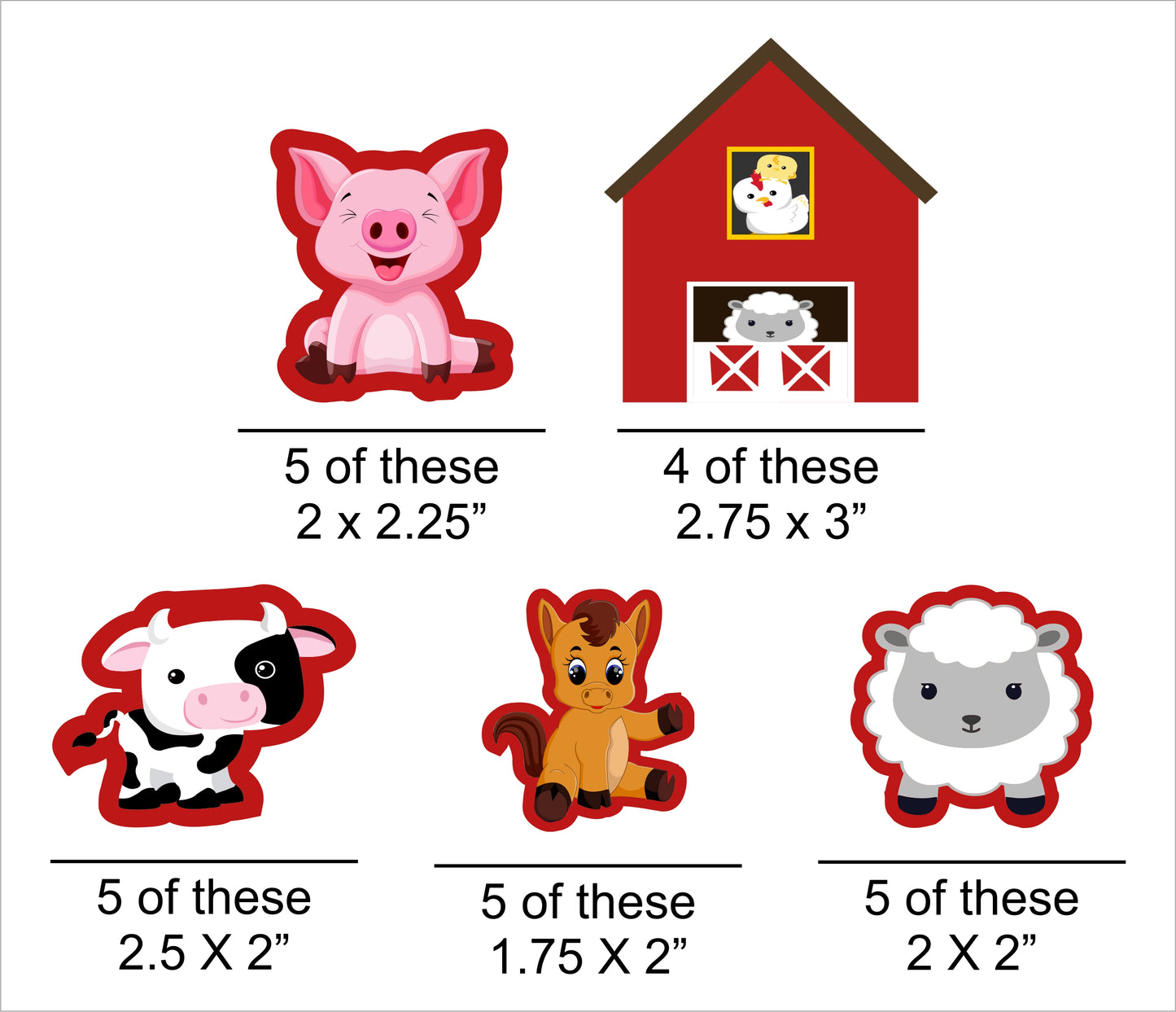 Farm Animal Theme Birthday Party Paper Decorative Straws