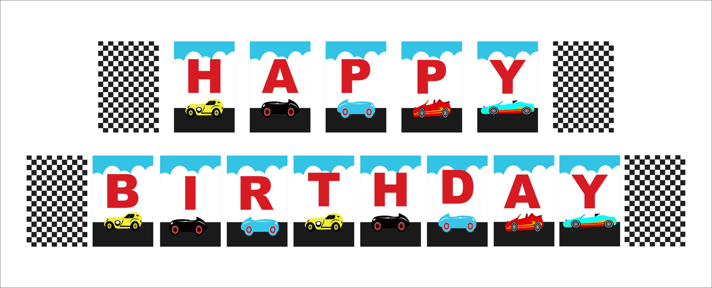 Cars Birthday Party Banner for Decoration