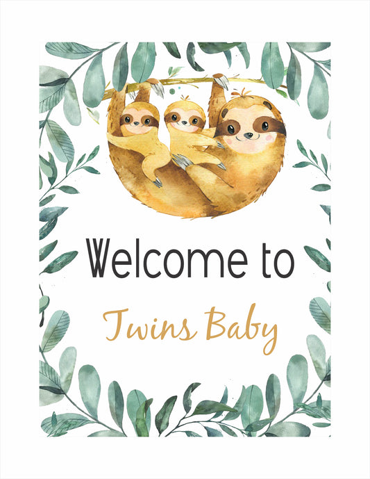 Twins Baby Theme Birthday Party Welcome Board