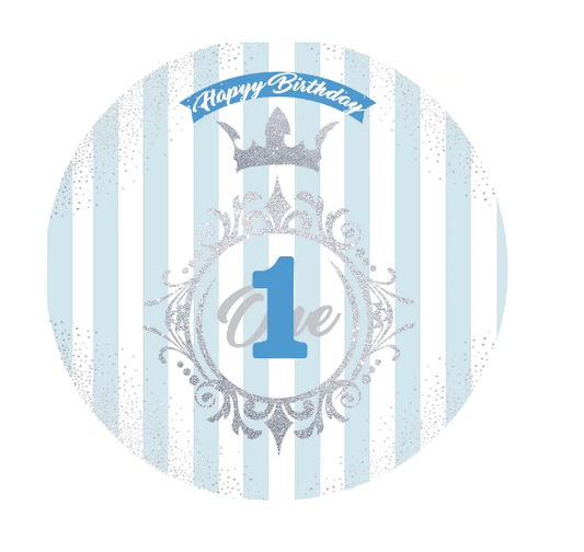 One Is Fun Round First Birthday Party Backdrop / Banner for Boys