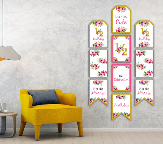 Half Birthday Theme Birthday Paper Door Banner for Wall Decoration