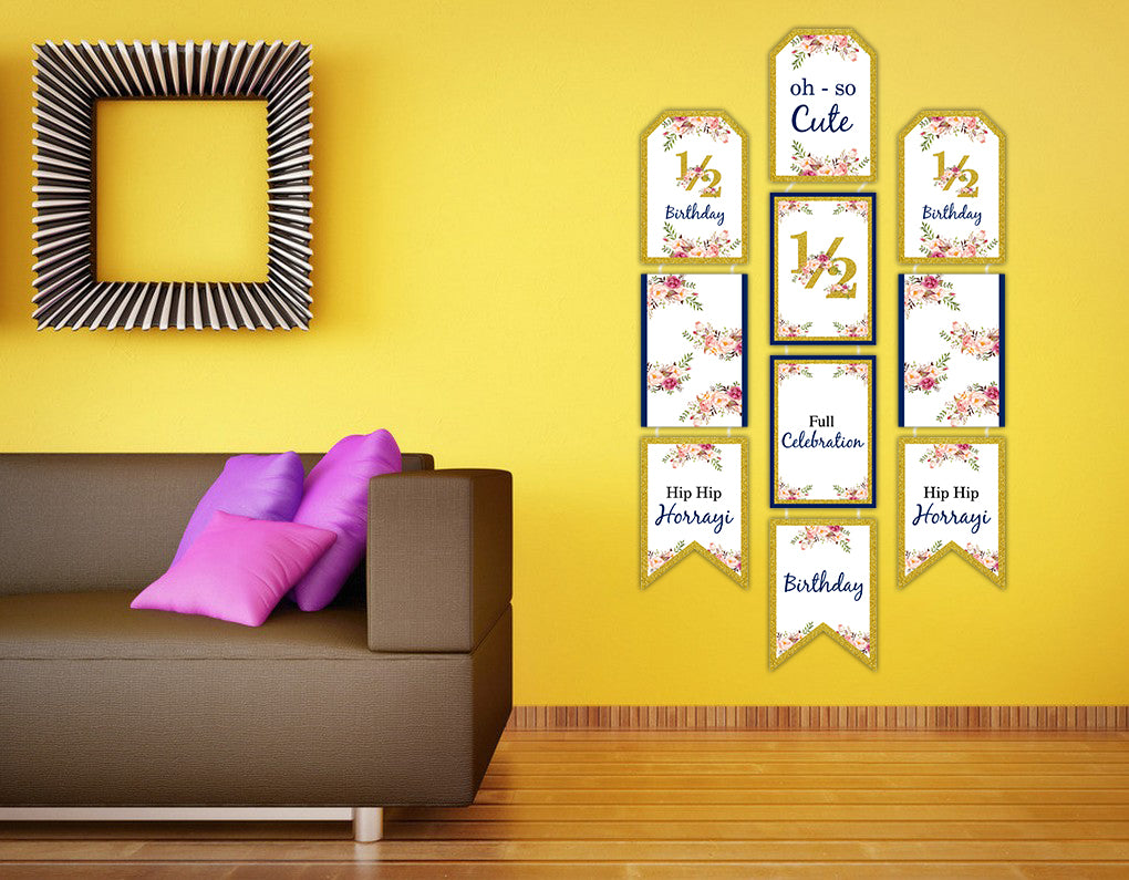 Half Birthday Theme Birthday Paper Door Banner for Wall Decoration