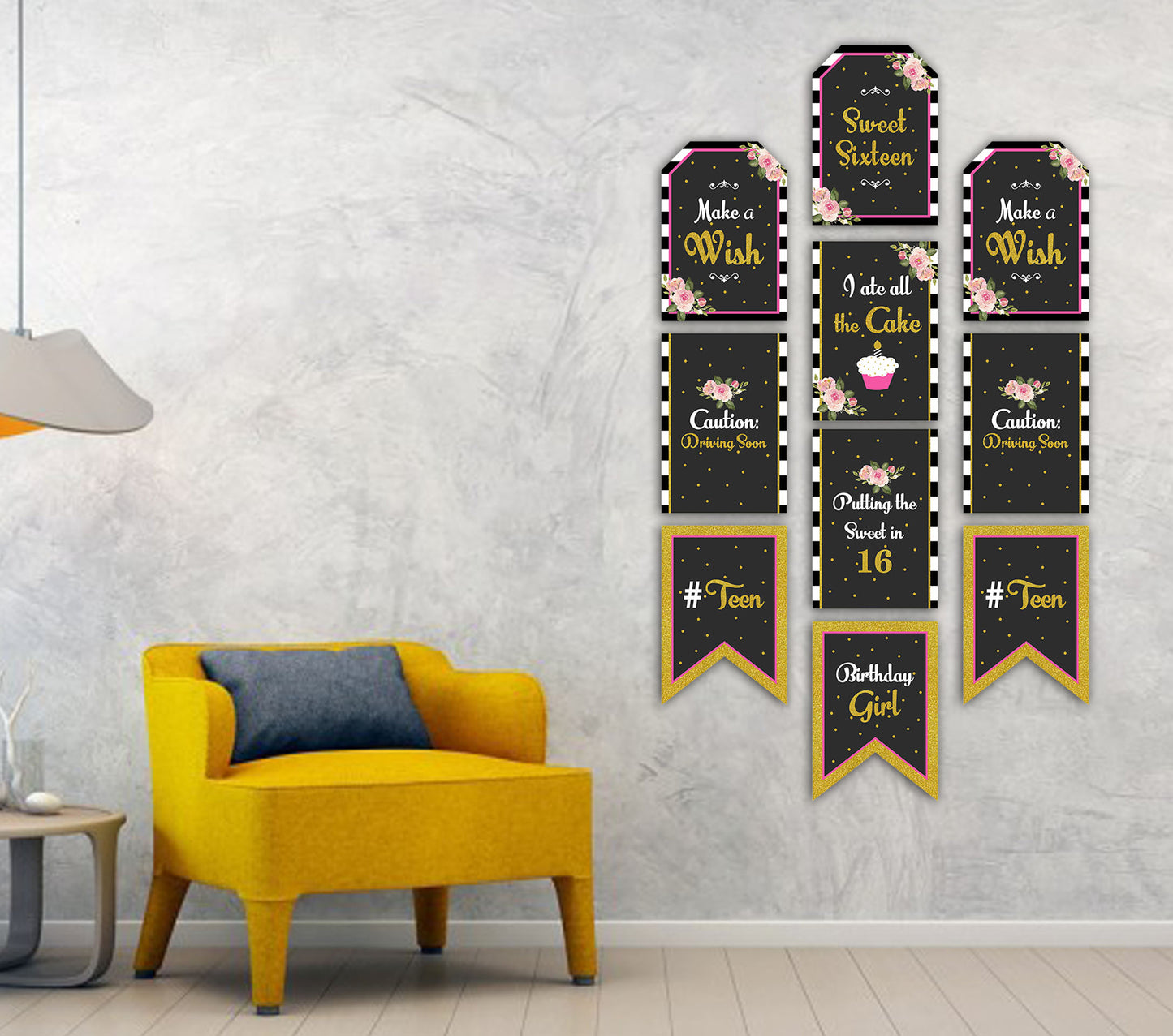 16th Birthday Paper Door Banner for Wall Decoration
