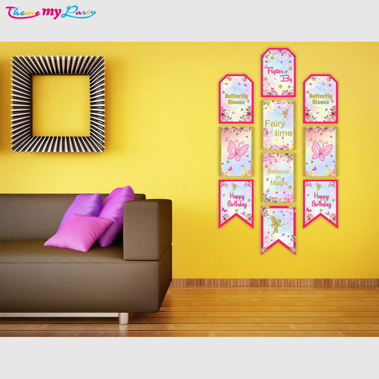 Butterflies & Fairies Theme Birthday Party Banner for Decoration