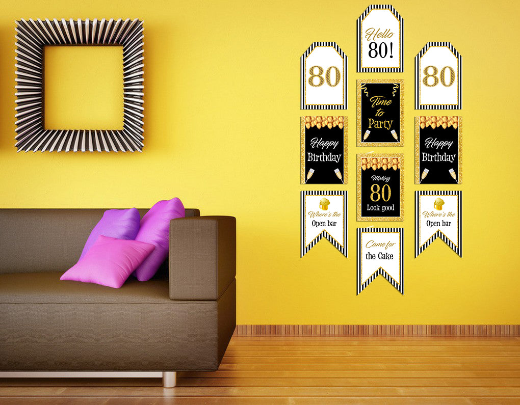 80th Birthday Paper Door Banner for Wall Decoration