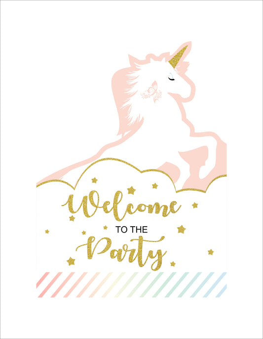 Unicorn Theme Birthday Party Welcome Board
