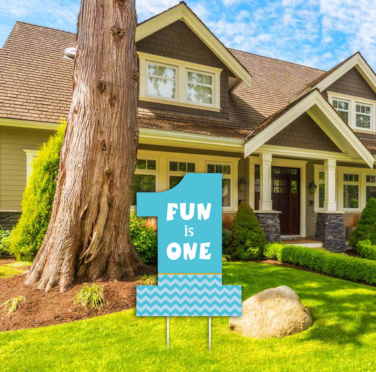 One Is Fun Boys Birthday Party Welcome Board